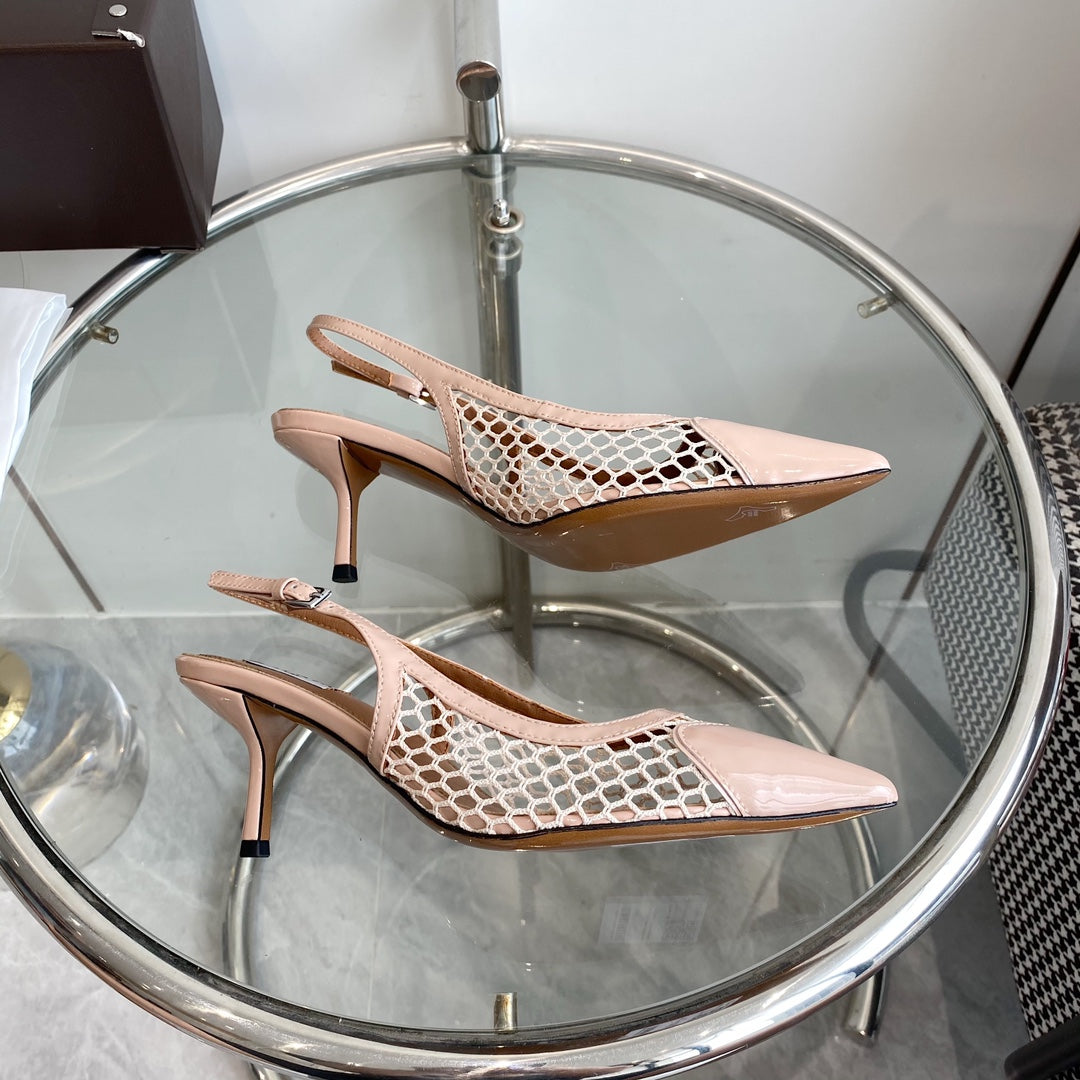 alaia slingbacks 60 fishnet pink heart lambskin