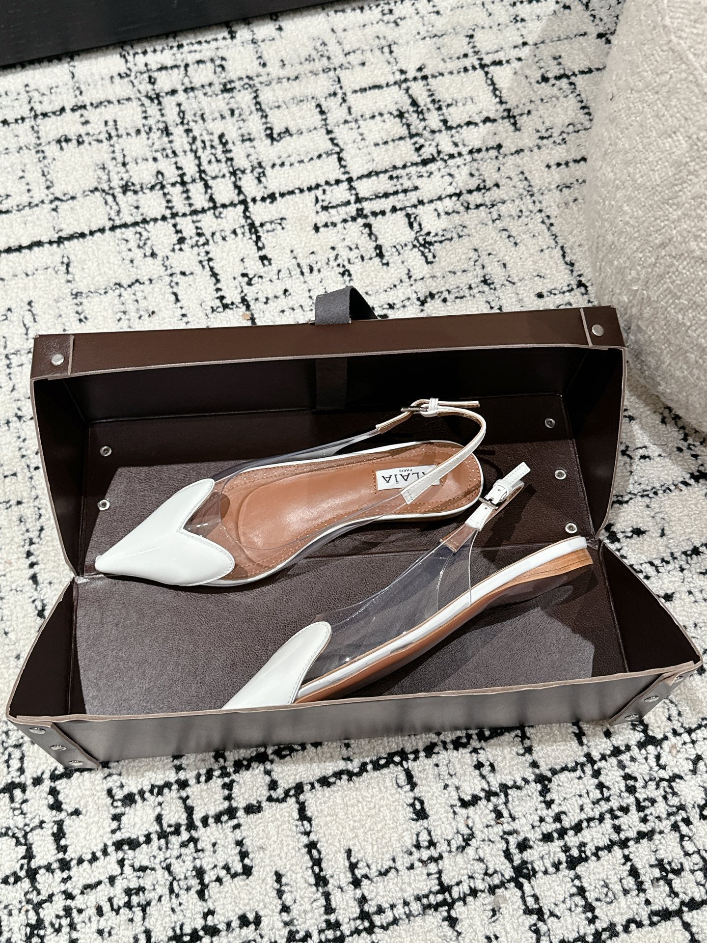 alaia slingbacks flat optic white heart lambskin