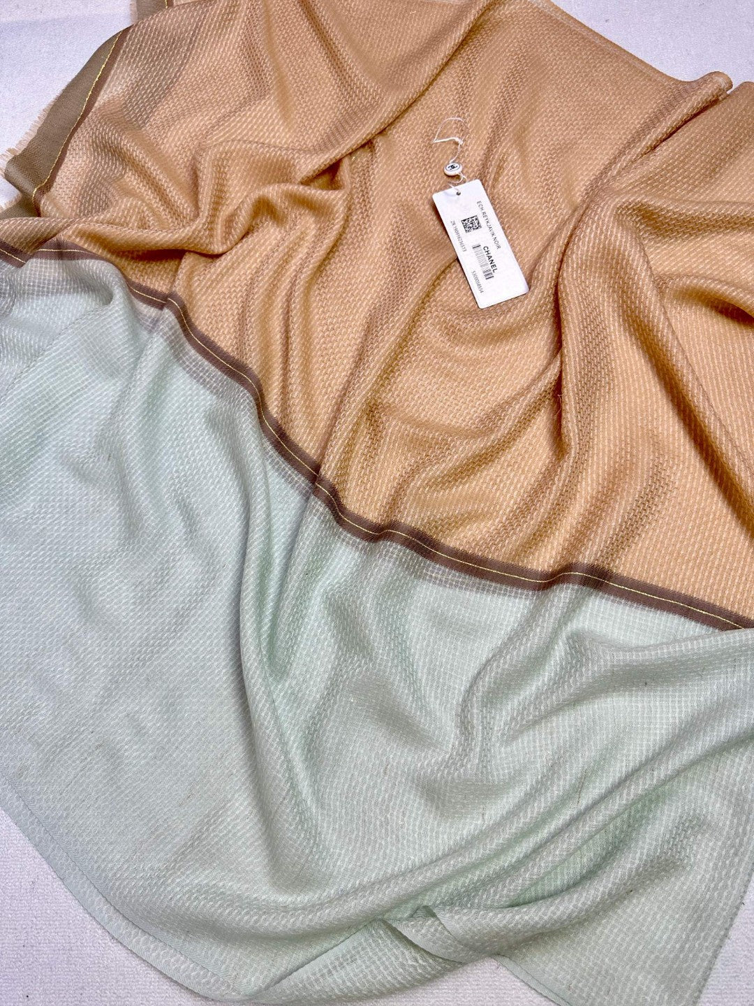CC Scarf 200 CM In Grey Blue Mix Beige Cashmere Silk 390938