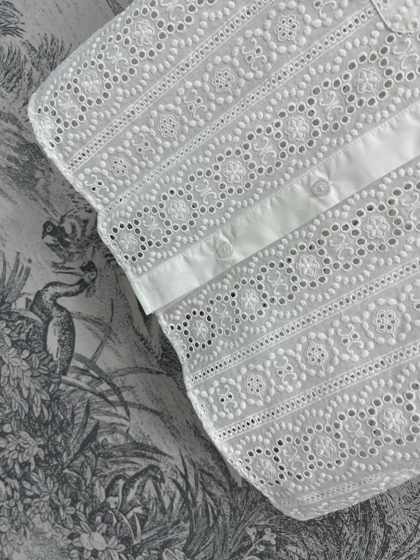 Celine 25 Lace Short Shirt White Cotton
