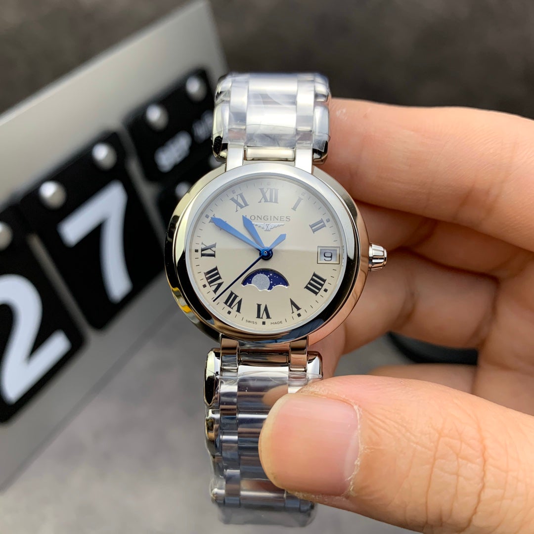 PRIMALUNA QUARTZ 30MM SILVER-TONE DIAL MOONPHSE