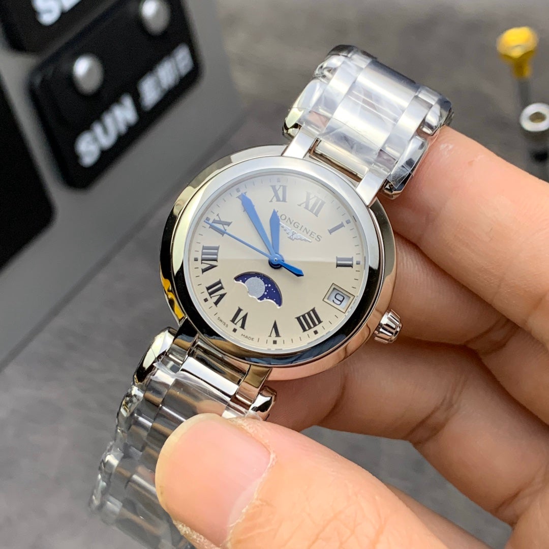 PRIMALUNA QUARTZ 30MM SILVER-TONE DIAL MOONPHSE