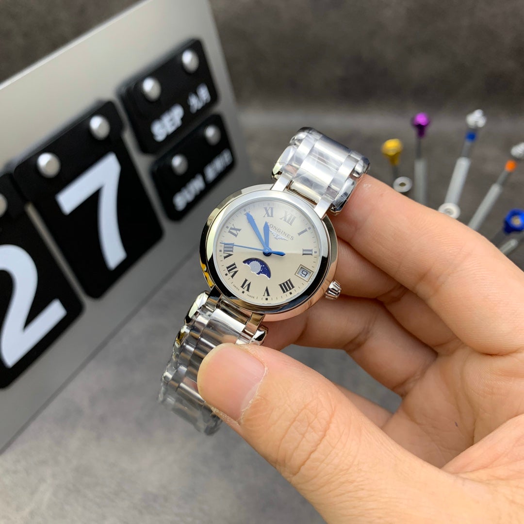 PRIMALUNA QUARTZ 30MM SILVER-TONE DIAL MOONPHSE
