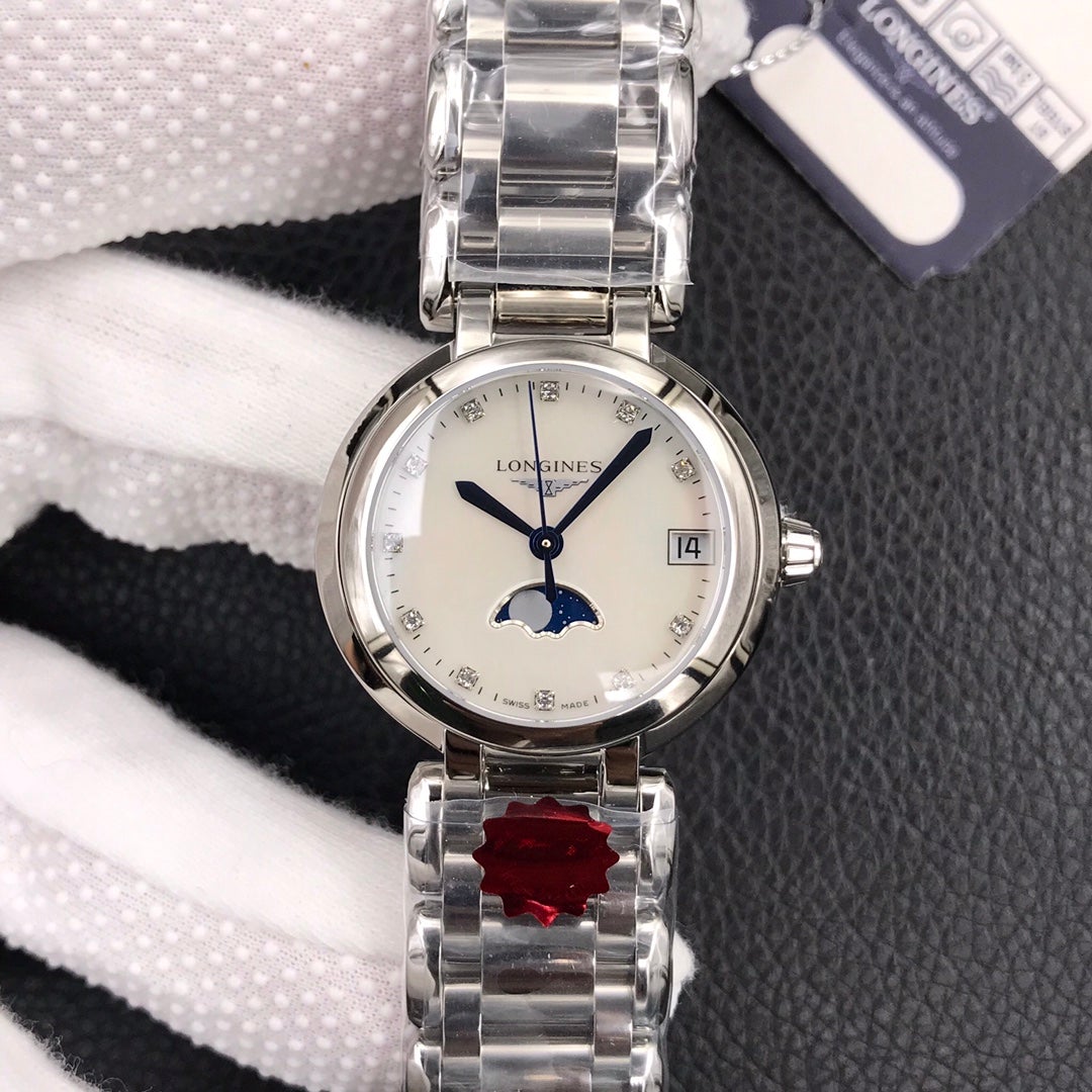 PRIMALUNA 30MM QUARTZ SILVER-STONE MOTHER OF PEARL DIAL