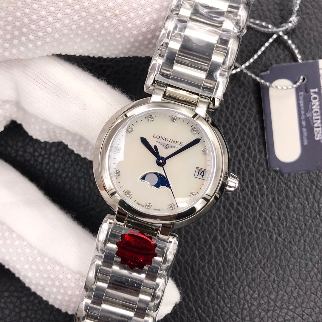 PRIMALUNA 30MM QUARTZ SILVER-STONE MOTHER OF PEARL DIAL