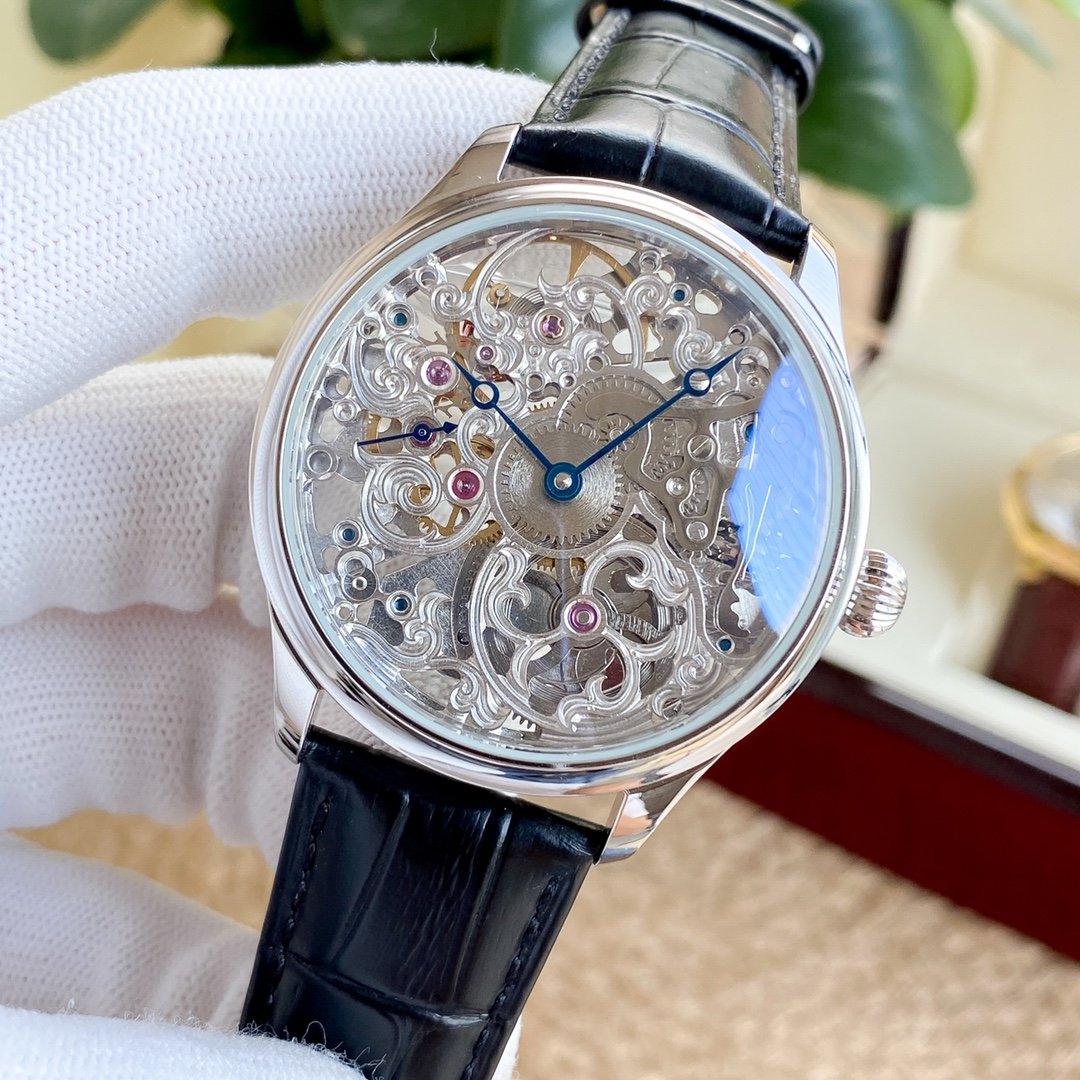 PORTUGUESE 42MM SKELETON DIAL LEATHER STRAP