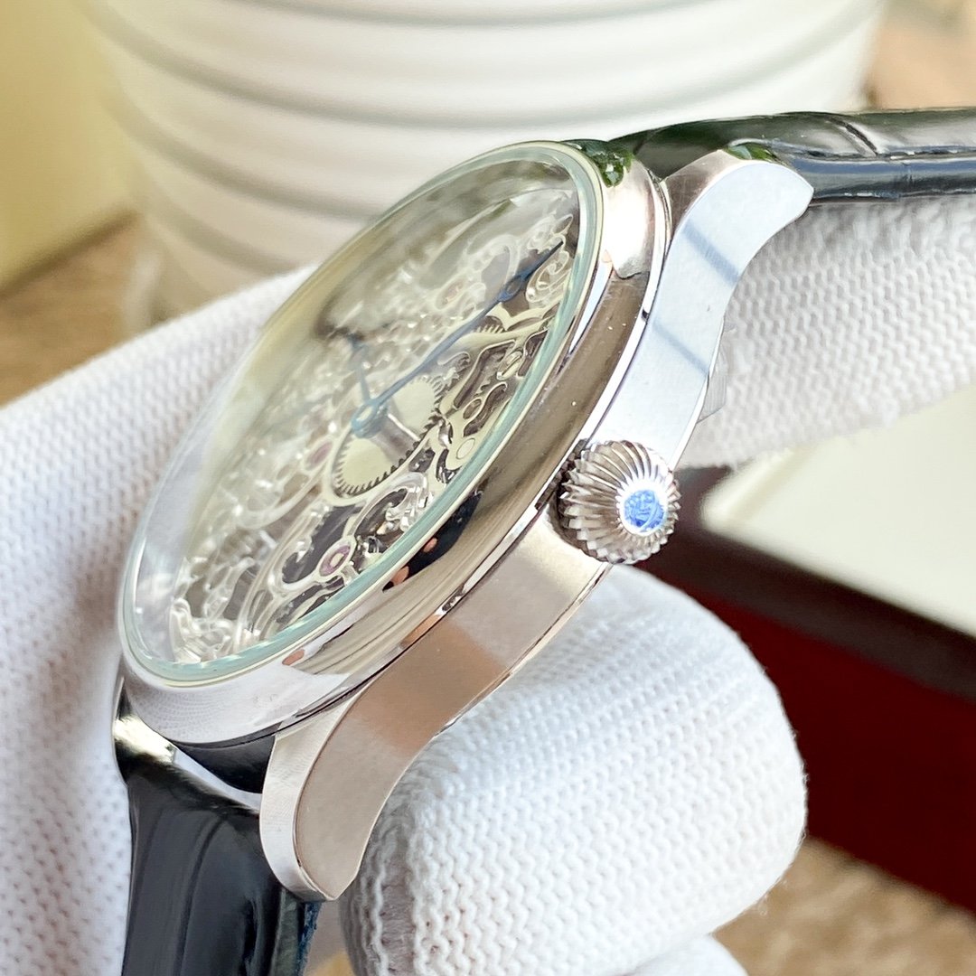 PORTUGUESE 42MM SKELETON DIAL LEATHER STRAP