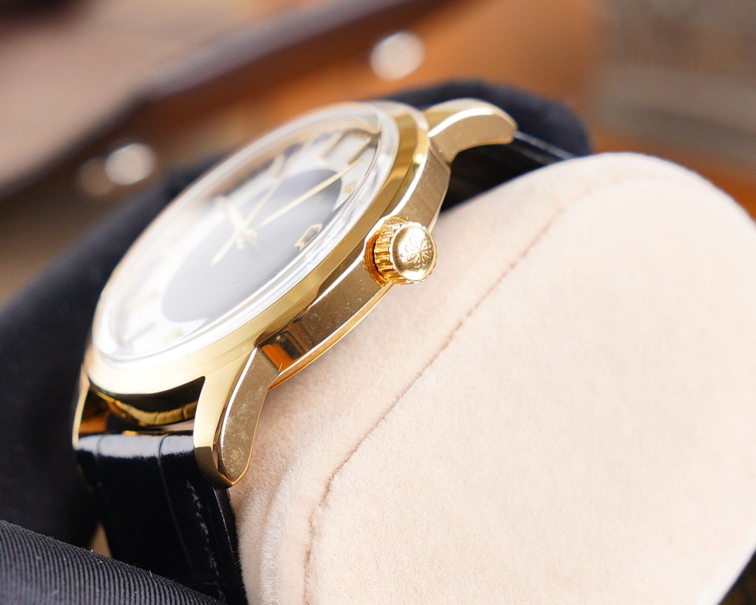 PATEK CALATRAVA 40 GOLD CASE BLACK WHITE DIAL