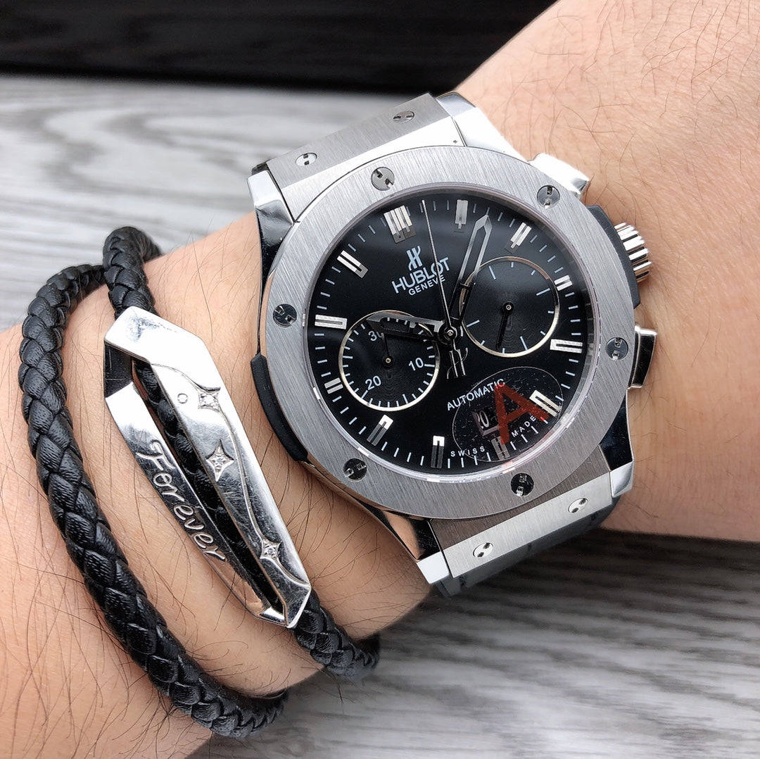 CLASSSIC FUSION 45 CHRONOGRAPH STEEL BLACK DIAL