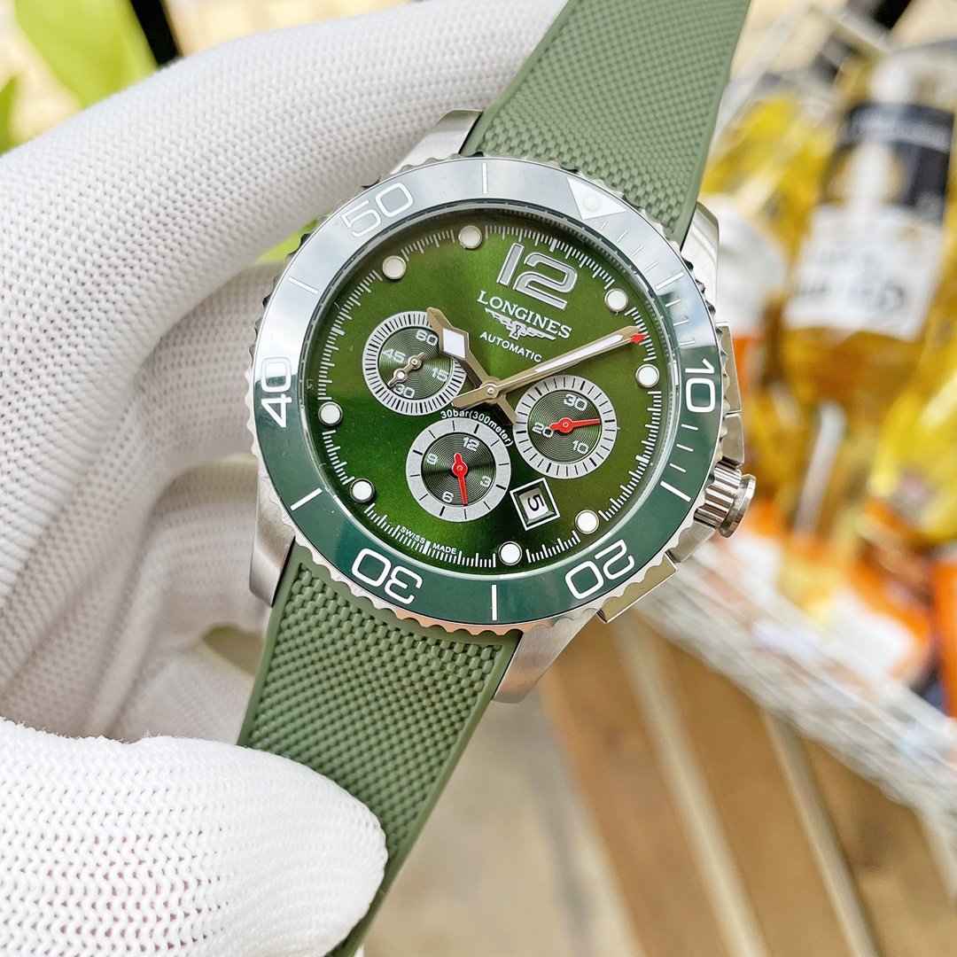 HYDRO CONQUEST CHRONOGRAPH STAINLESS STEEL RUBBER STRAP