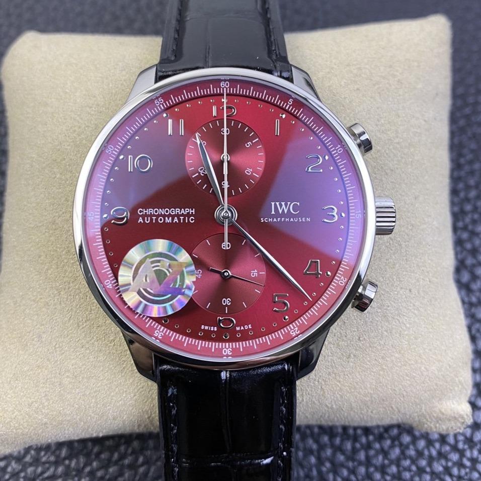 PORTUGIESER CHRONOGRAPH STEEL CASE BURGUNDY DIAL