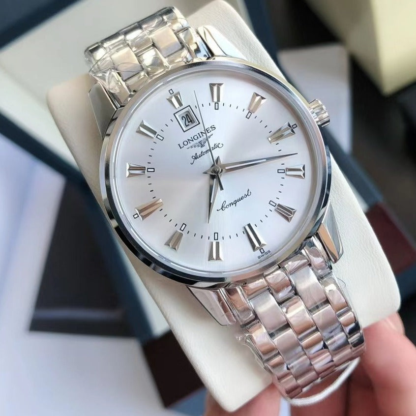 CONQUEST STAINLESS STEEL WHITE DIAL