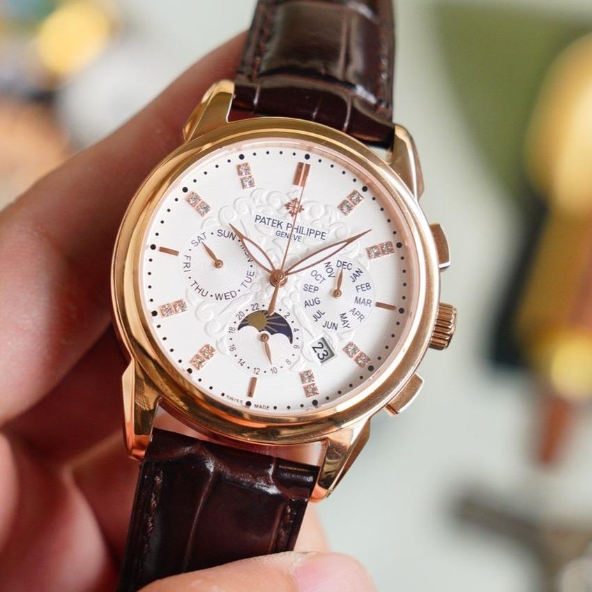PATEK ANNUAL CALENDAR 42MM MOONPHASE LEATHER STRAP