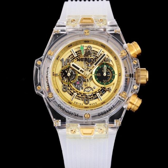 BIG BANG UNICO 42 SAPPHIRE YELLOW DIAL WHITE BRACELET