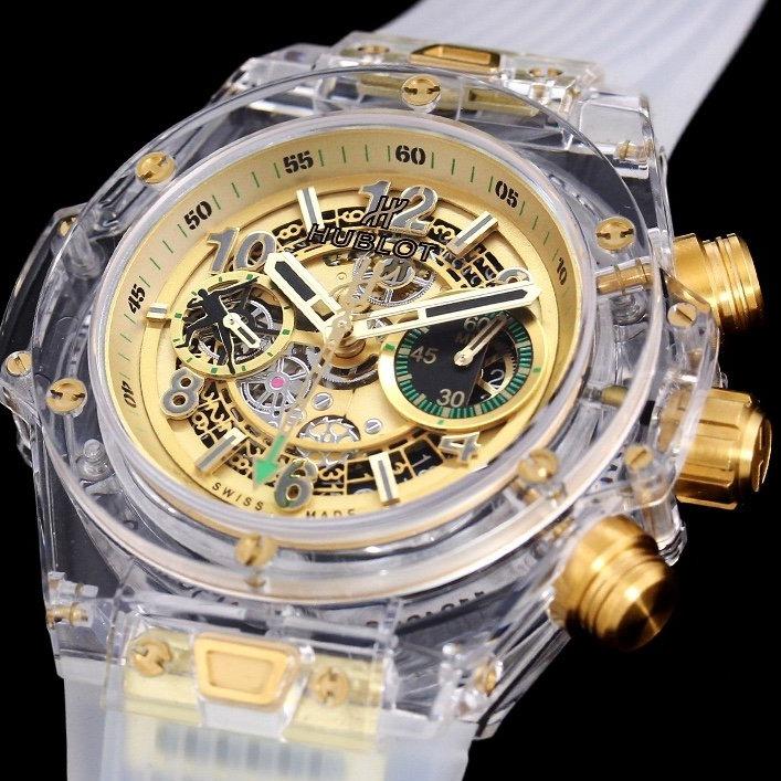 BIG BANG UNICO 42 SAPPHIRE YELLOW DIAL WHITE BRACELET