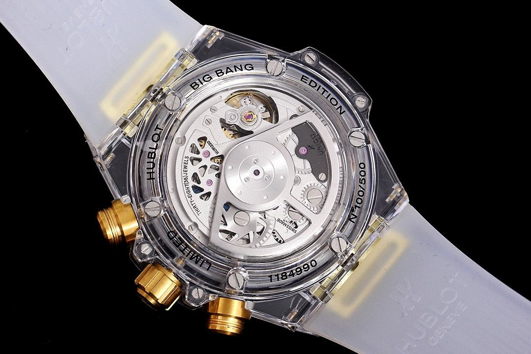 BIG BANG UNICO 42 SAPPHIRE YELLOW DIAL WHITE BRACELET
