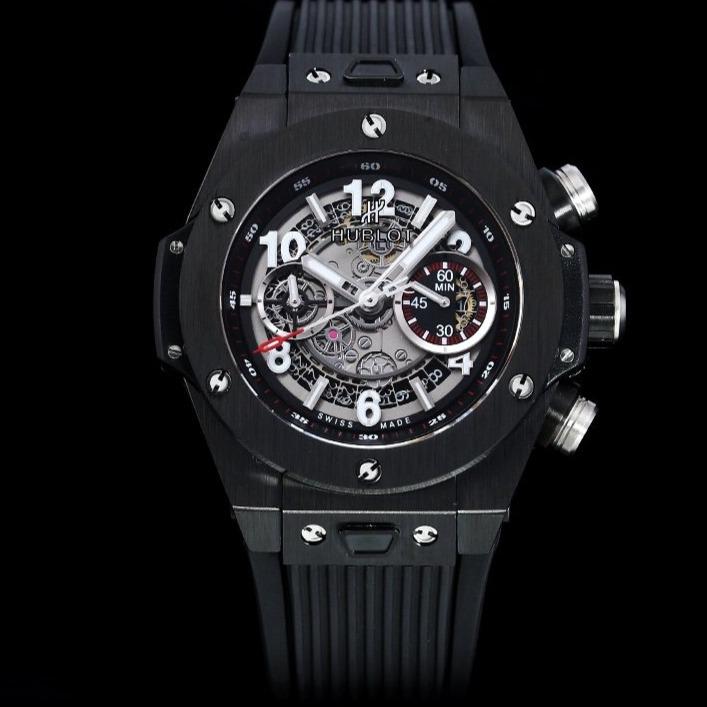 BIG BANG UNICO 42 ALL BLACK SILVER HAND SKELETON