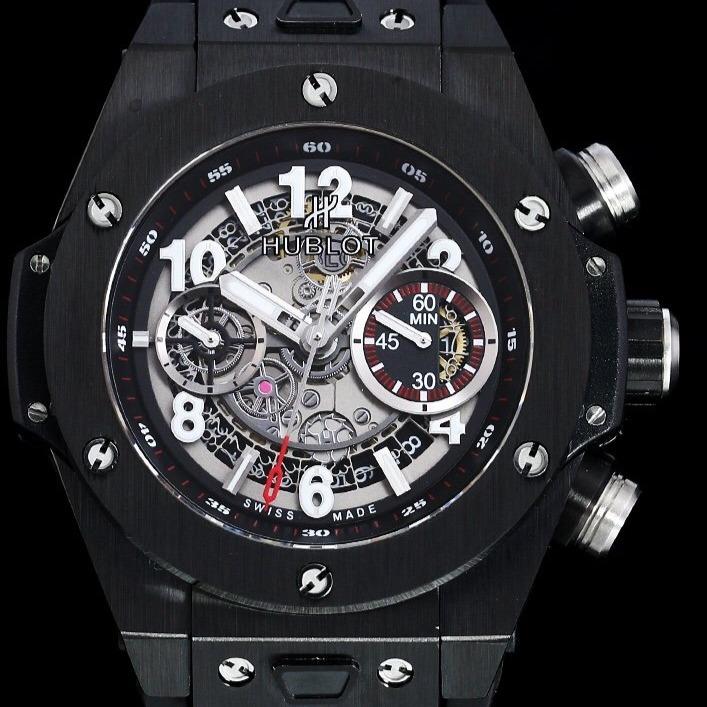 BIG BANG UNICO 42 ALL BLACK SILVER HAND SKELETON