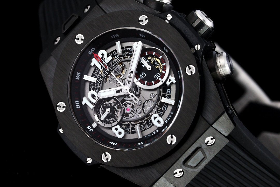 BIG BANG UNICO 42 ALL BLACK SILVER HAND SKELETON