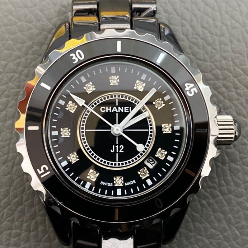 J12 38MM QUARTZ BLACK CERAMIC DIAMOND NUMERALS