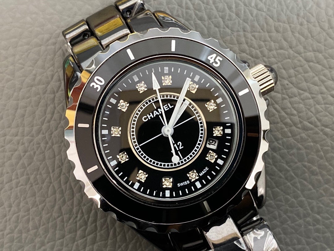 J12 38MM QUARTZ BLACK CERAMIC DIAMOND NUMERALS