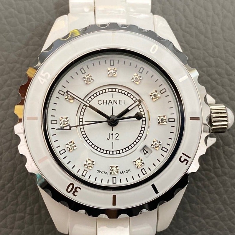 J12 38MM QUARTZ WHITE CERAMIC DIAMOND NUMERALS