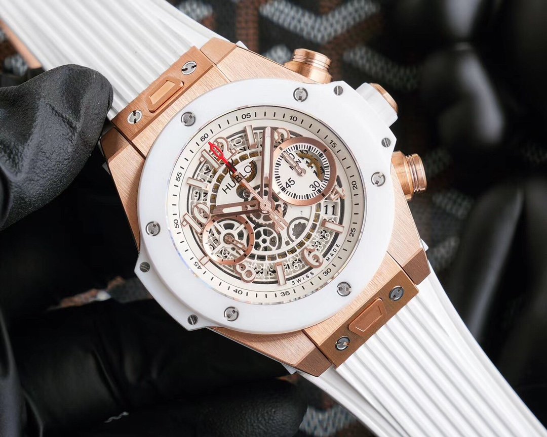 BIG BANG UNICO 45 ROSE GOLD CASE WHITE CERAMIC SKELETON DIAL