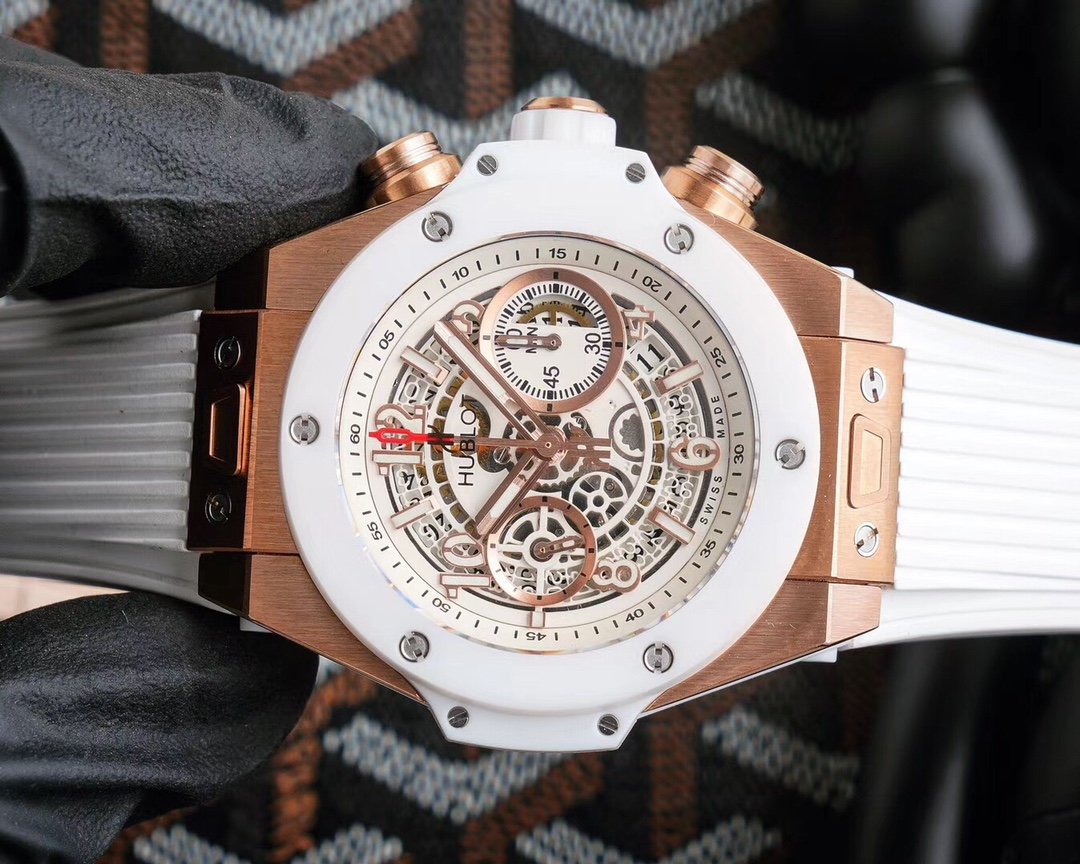 BIG BANG UNICO 45 ROSE GOLD CASE WHITE CERAMIC SKELETON DIAL