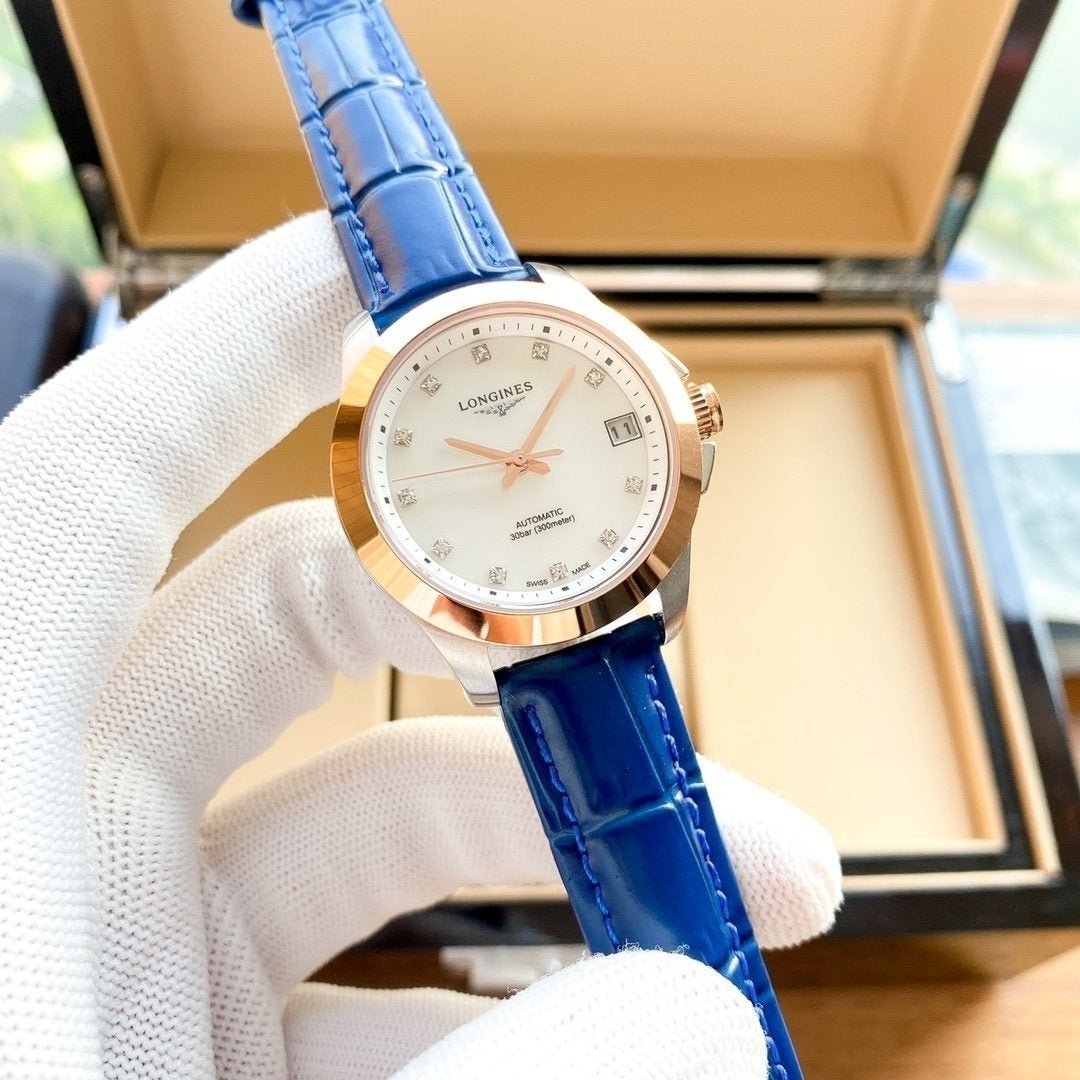RECORD 32MM AUTOMATIC MOP DIAL LEATHER