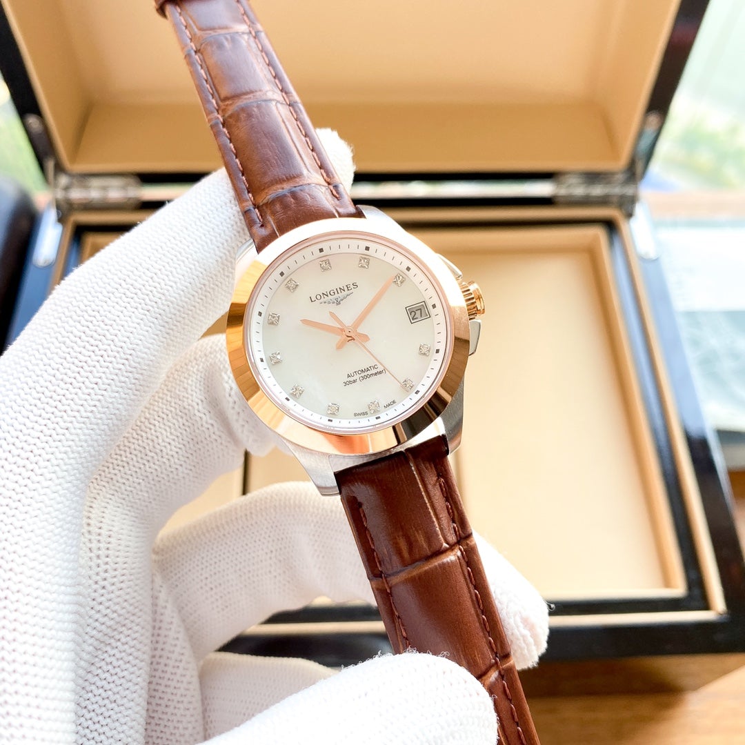 RECORD 32MM AUTOMATIC MOP DIAL LEATHER