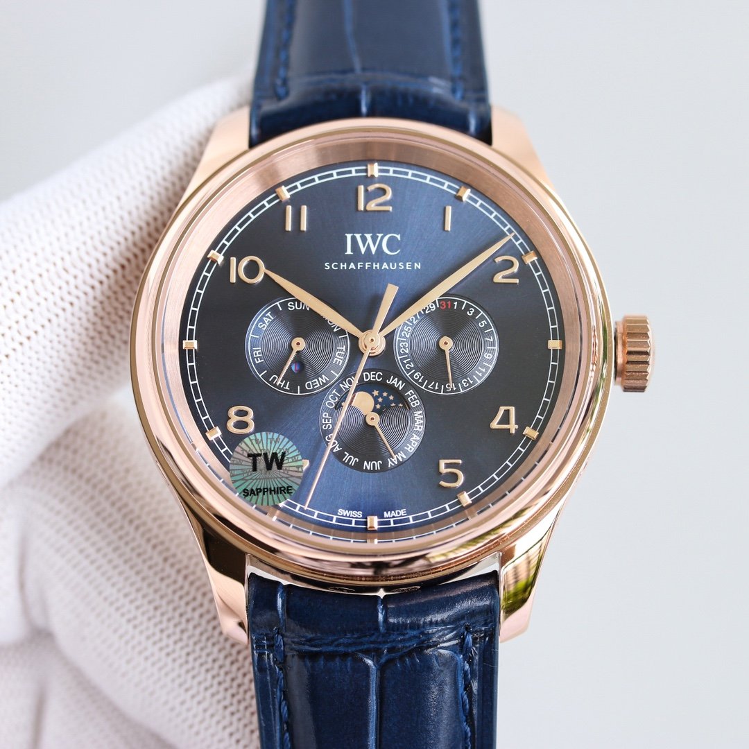 PORTUGUESE PERPETUAL ANNUAL CALENDAR 43MM ROSE GOLD BLUE DIAL