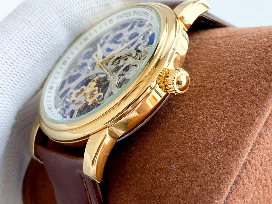PATEK COMPLICATION GOLD CASE SKELETON DIAL