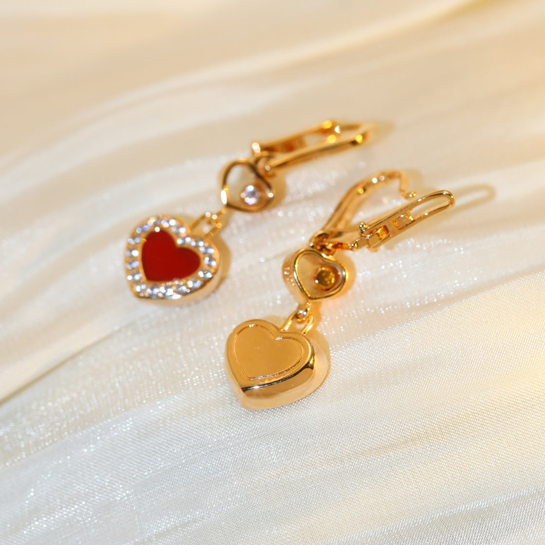 HAPPY HEART DIAMOND PINK GOLD EARRINGS