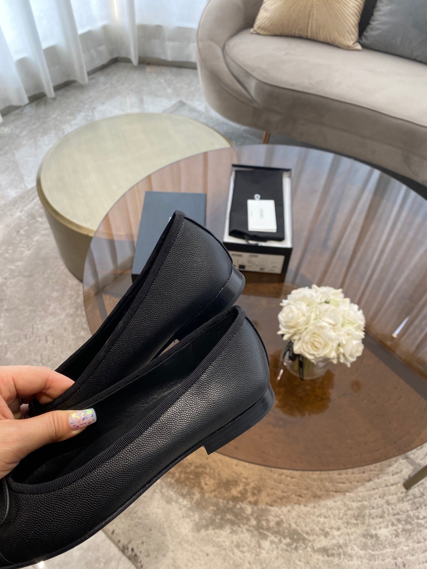 ballet flats grained calfskin