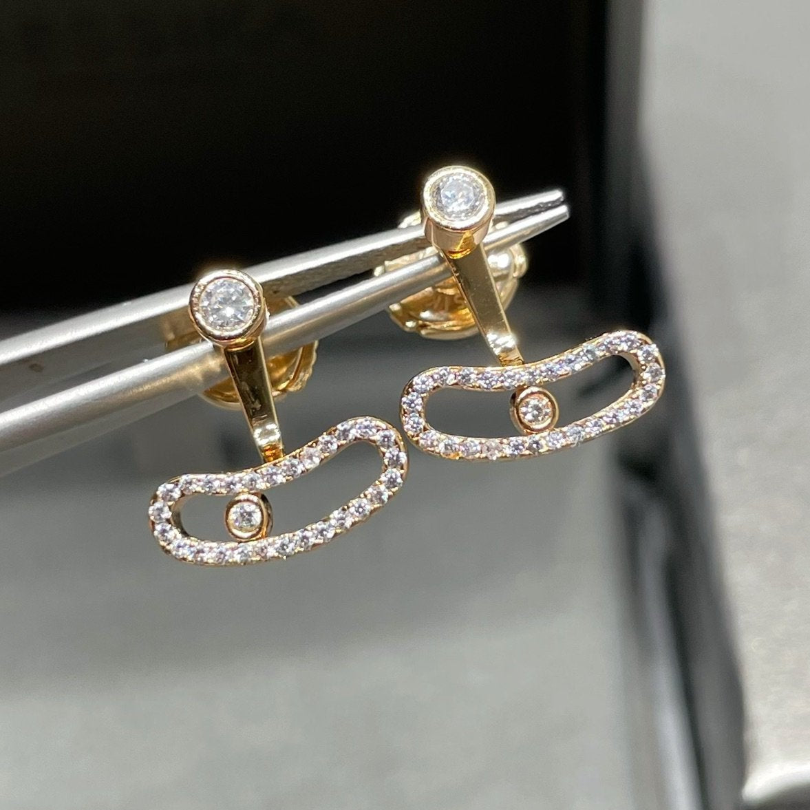 MOVE UNO PINK GOLD DIAMOND EARRINGS