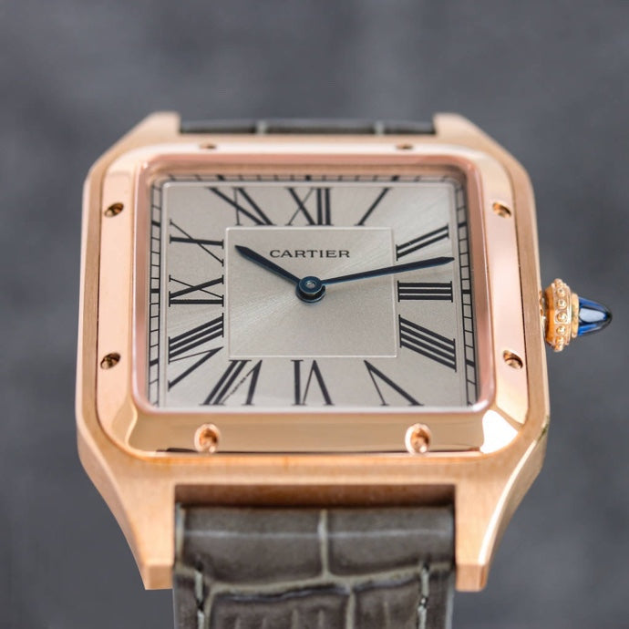 SANTOS DUMONT LADY PINK GOLD CASE LEATHER STRAP