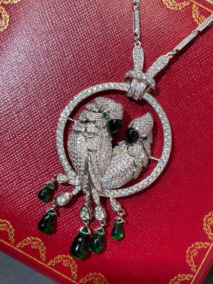 LESOISEAUX SILVER DIAMOND PAVED NECKLACE