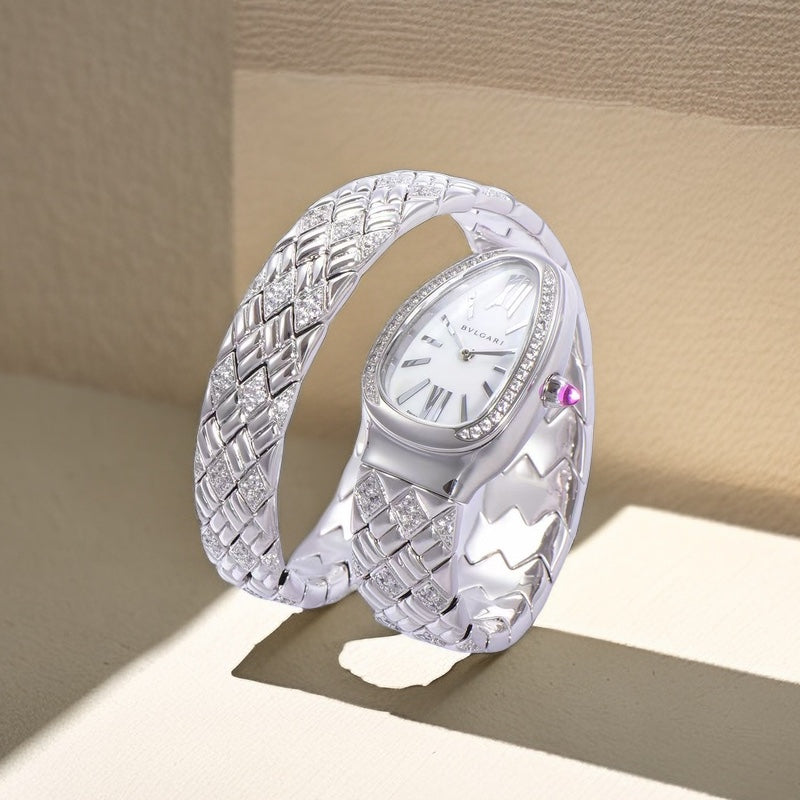 SERPENTI SPIGA 35 STAINLESS STEEL CASE BRACLET WHITE DIAL