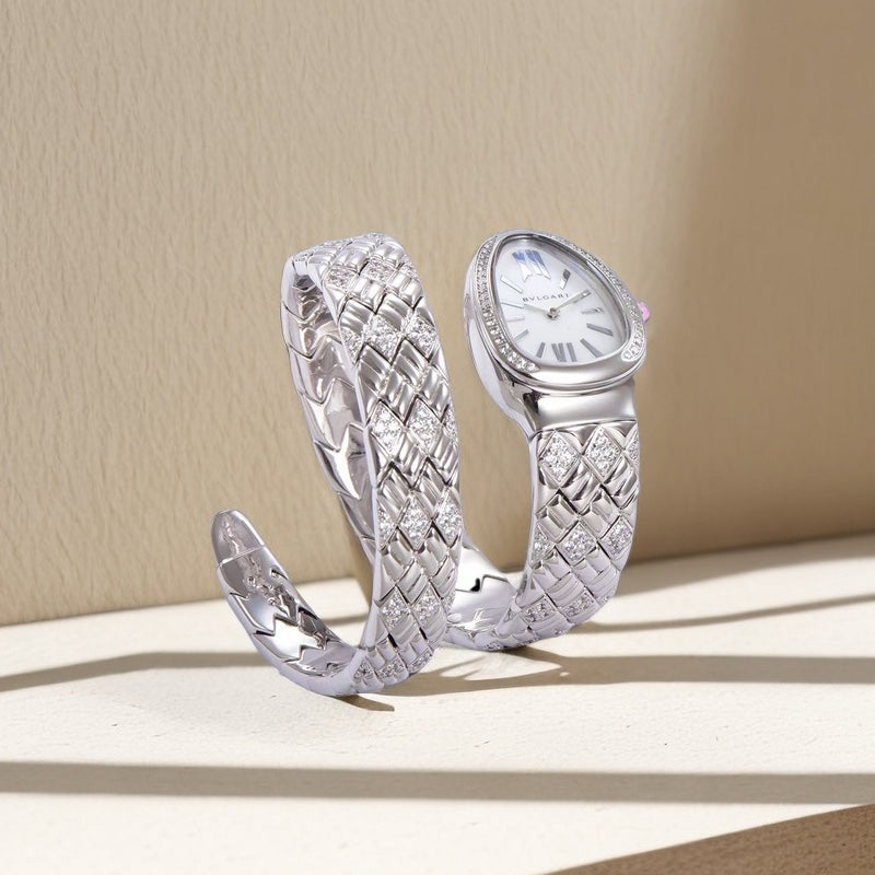 SERPENTI SPIGA 35 STAINLESS STEEL CASE BRACLET WHITE DIAL