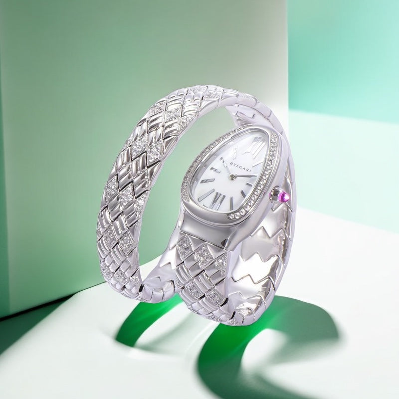 SERPENTI SPIGA 35 STAINLESS STEEL CASE BRACLET WHITE DIAL