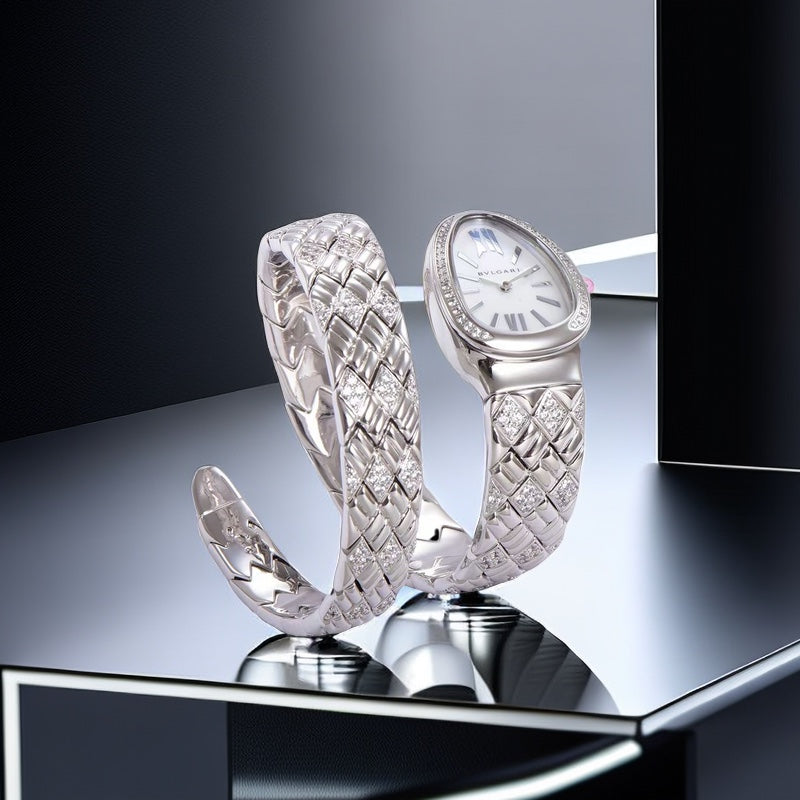 SERPENTI SPIGA 35 STAINLESS STEEL CASE BRACLET WHITE DIAL