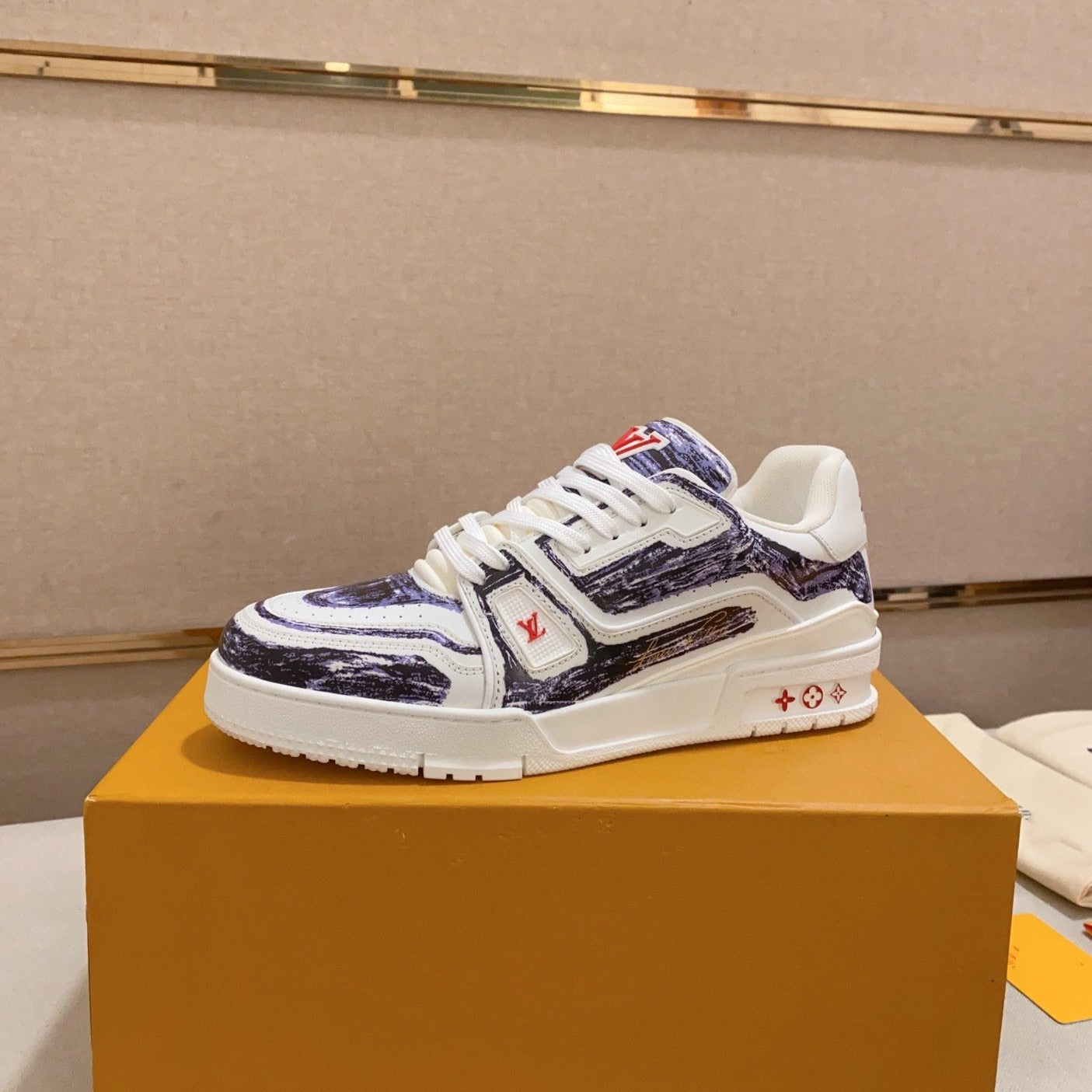 LV TRAINER SNEAKER BLUE WHITE
