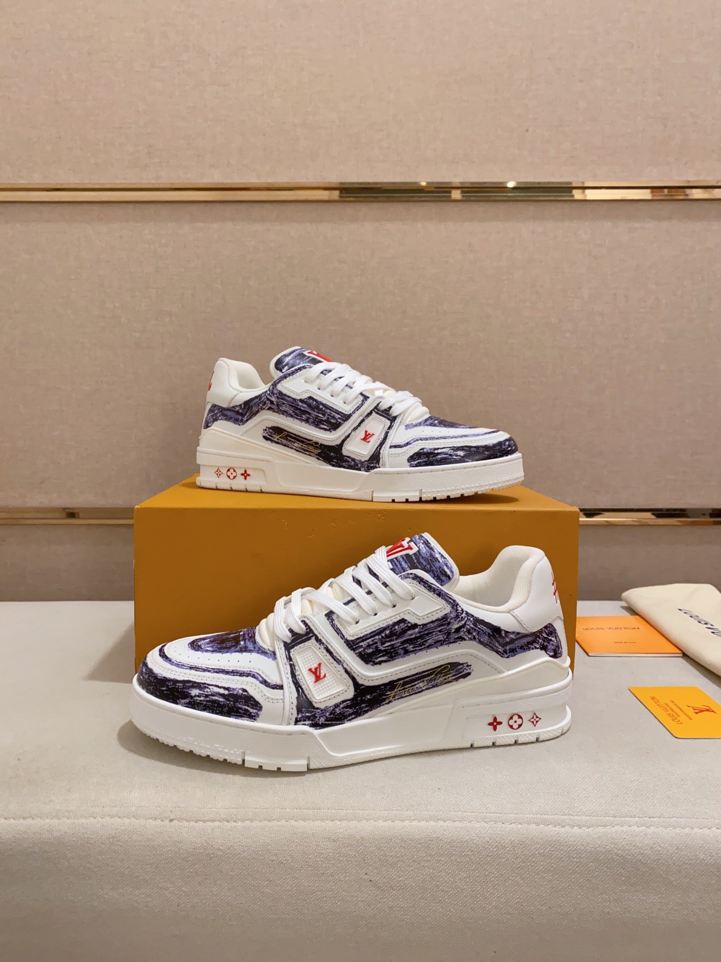 LV TRAINER SNEAKER BLUE WHITE