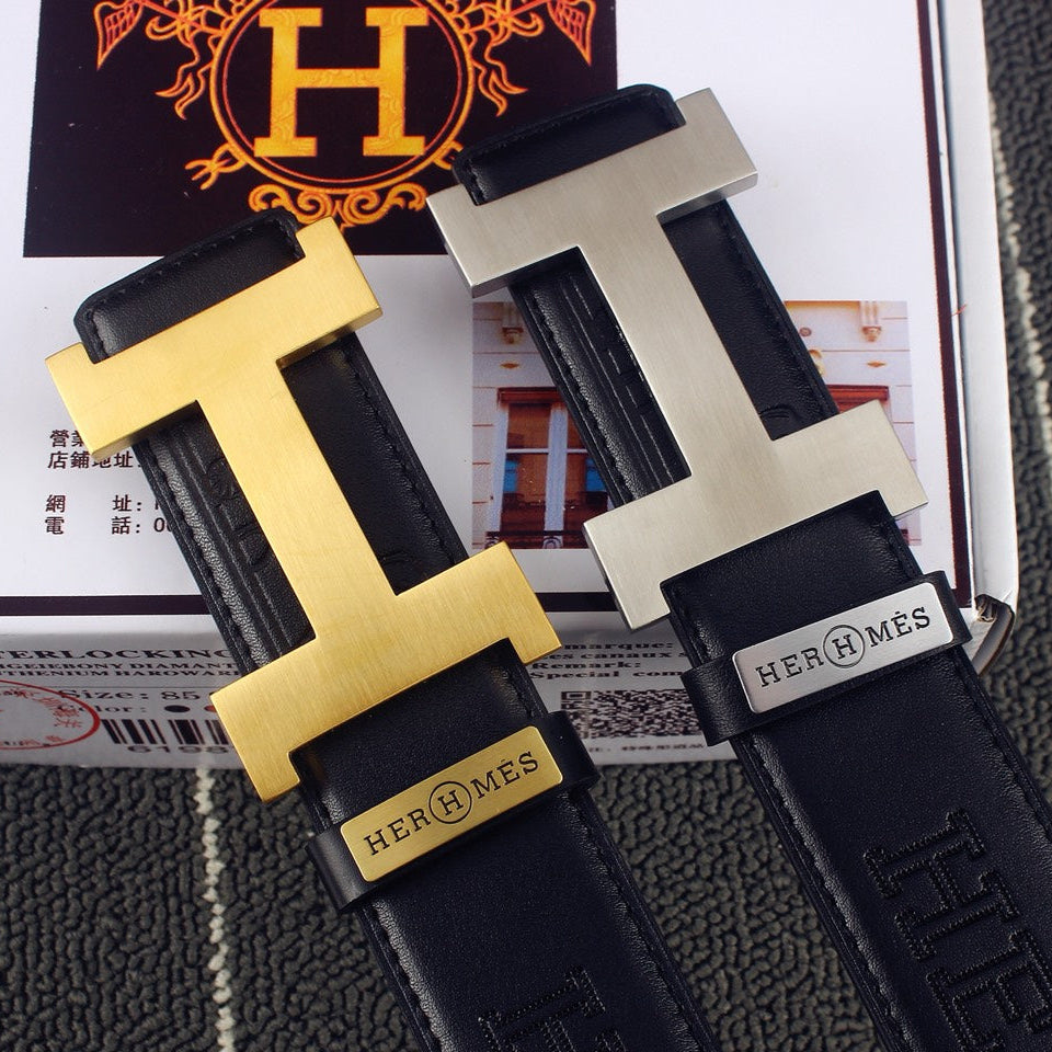 HM Constance Belt 38mm Black Calfskin Sliver Buckle 619960
