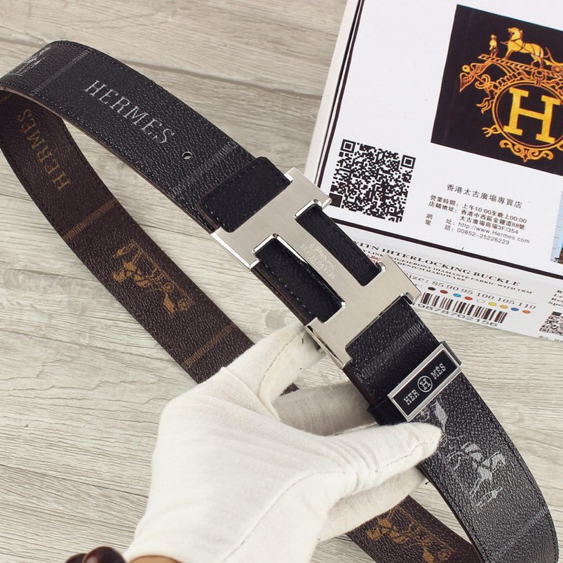 HM Constance Belt 38mm Black Cowhide Sliver Buckle 620194