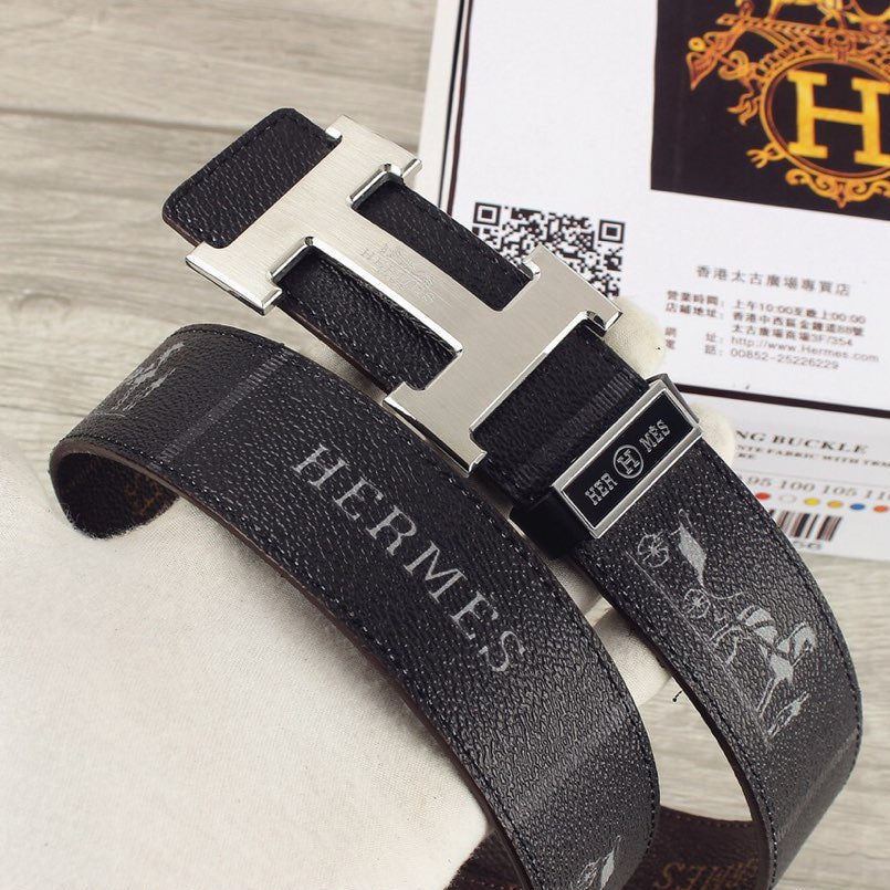 HM Constance Belt 38mm Black Cowhide Sliver Buckle 620194