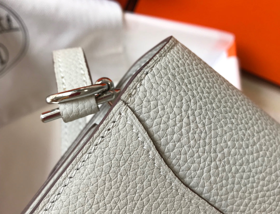 HM SAC ROULIS 18 WHITE TOGO LEATHER