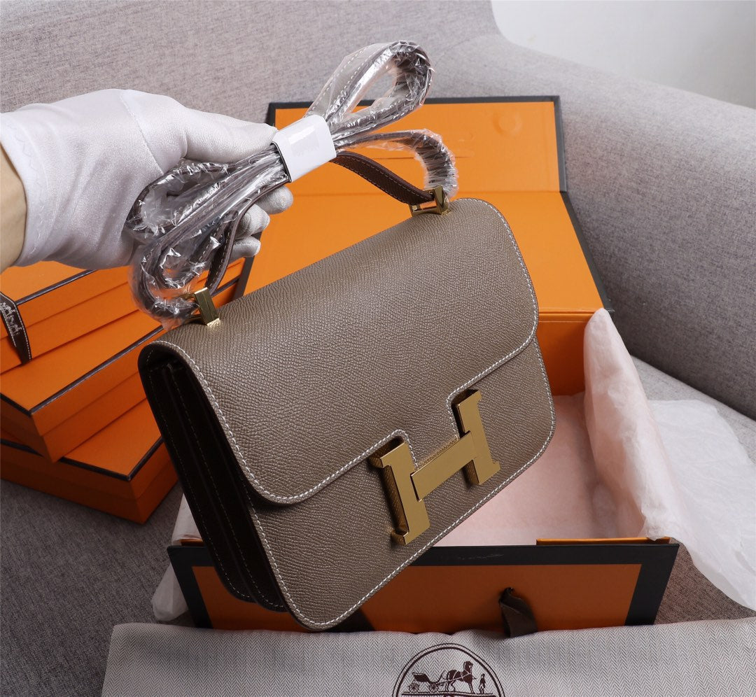 HM CONSTANCE BAGS 18 CHOCOLATE EPSOM GOLD HARDWARE