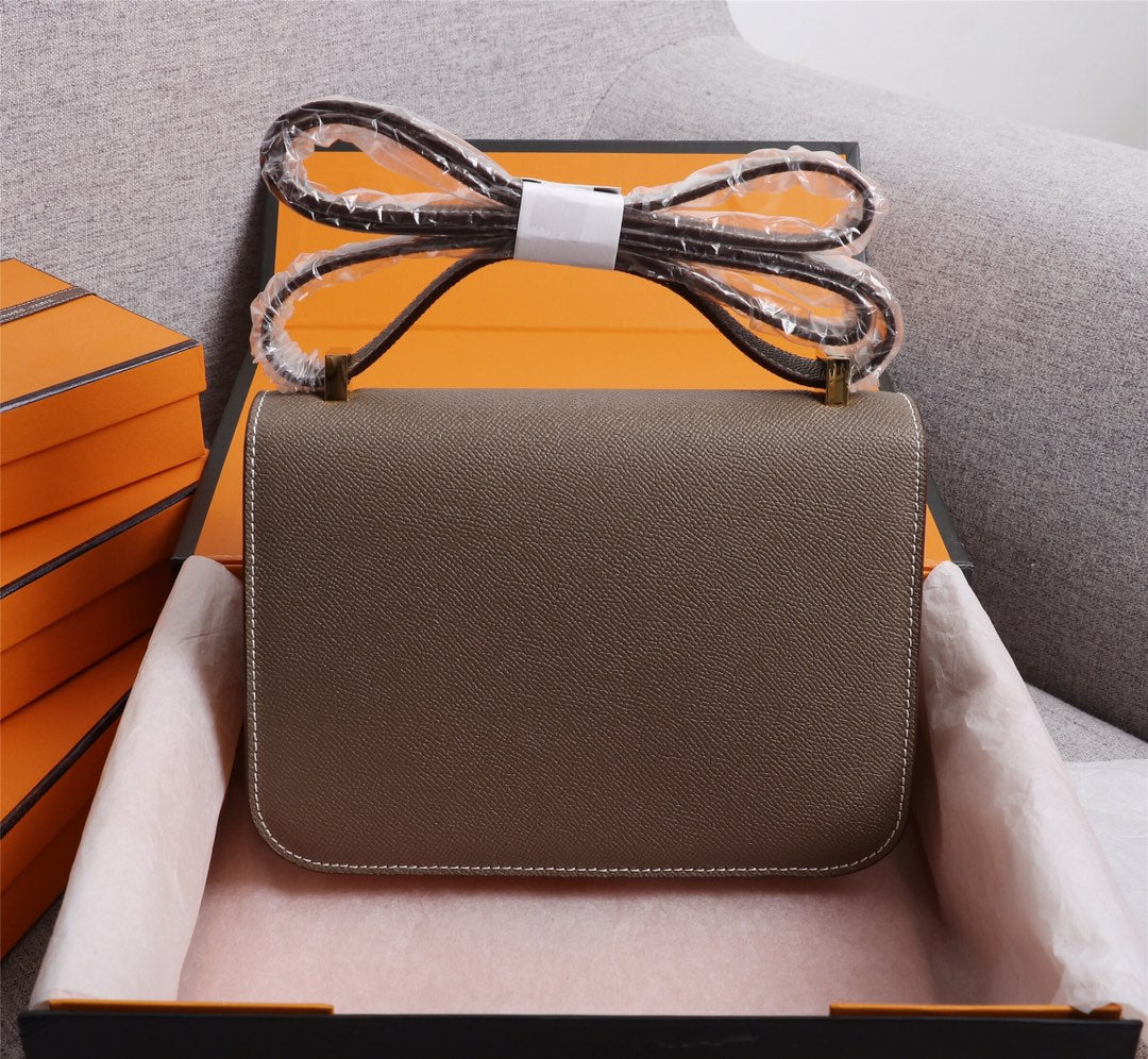 HM CONSTANCE BAGS 18 CHOCOLATE EPSOM GOLD HARDWARE