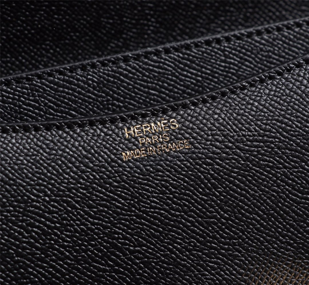 HM CONSTANCE BAGS 18 BLACK EPSOM GOLD HARDWARE